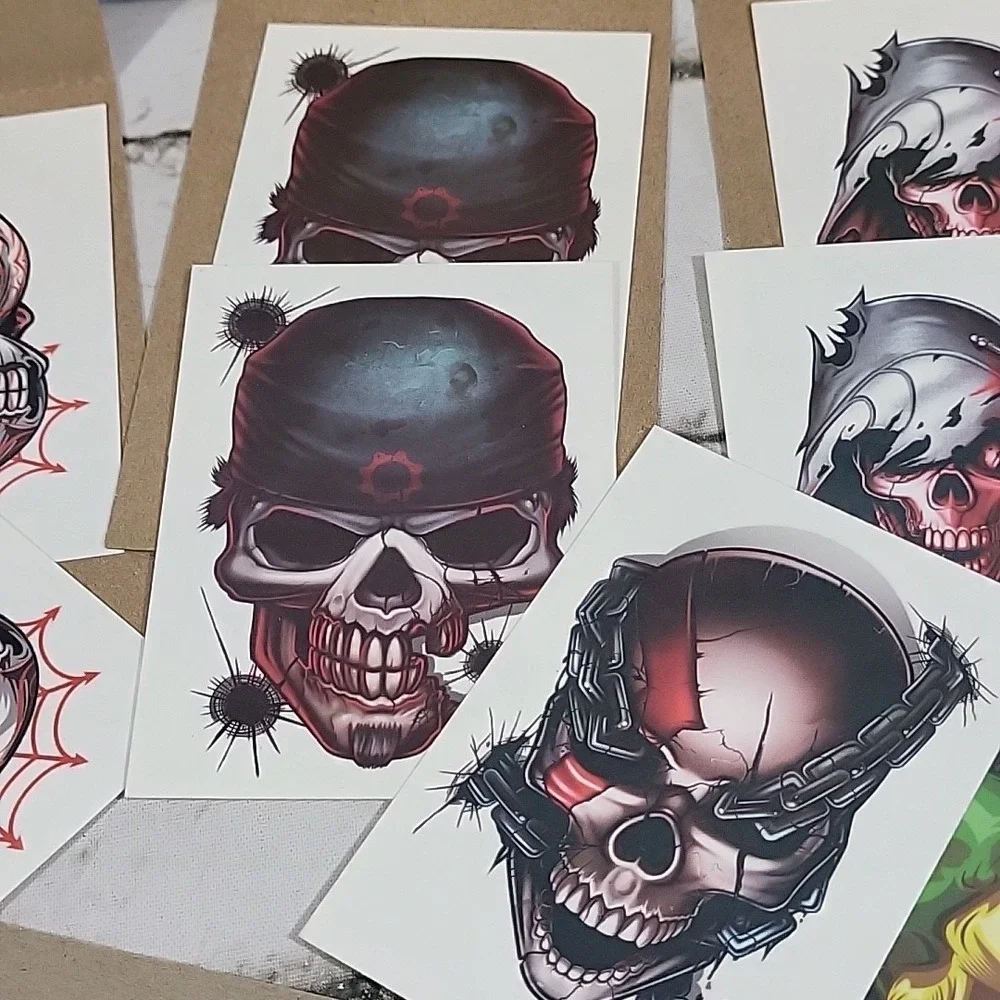 Tatt Me Temporary Tattoos Game Over Scary Skull Lot Of 13 Sonic Link Kong Gamer